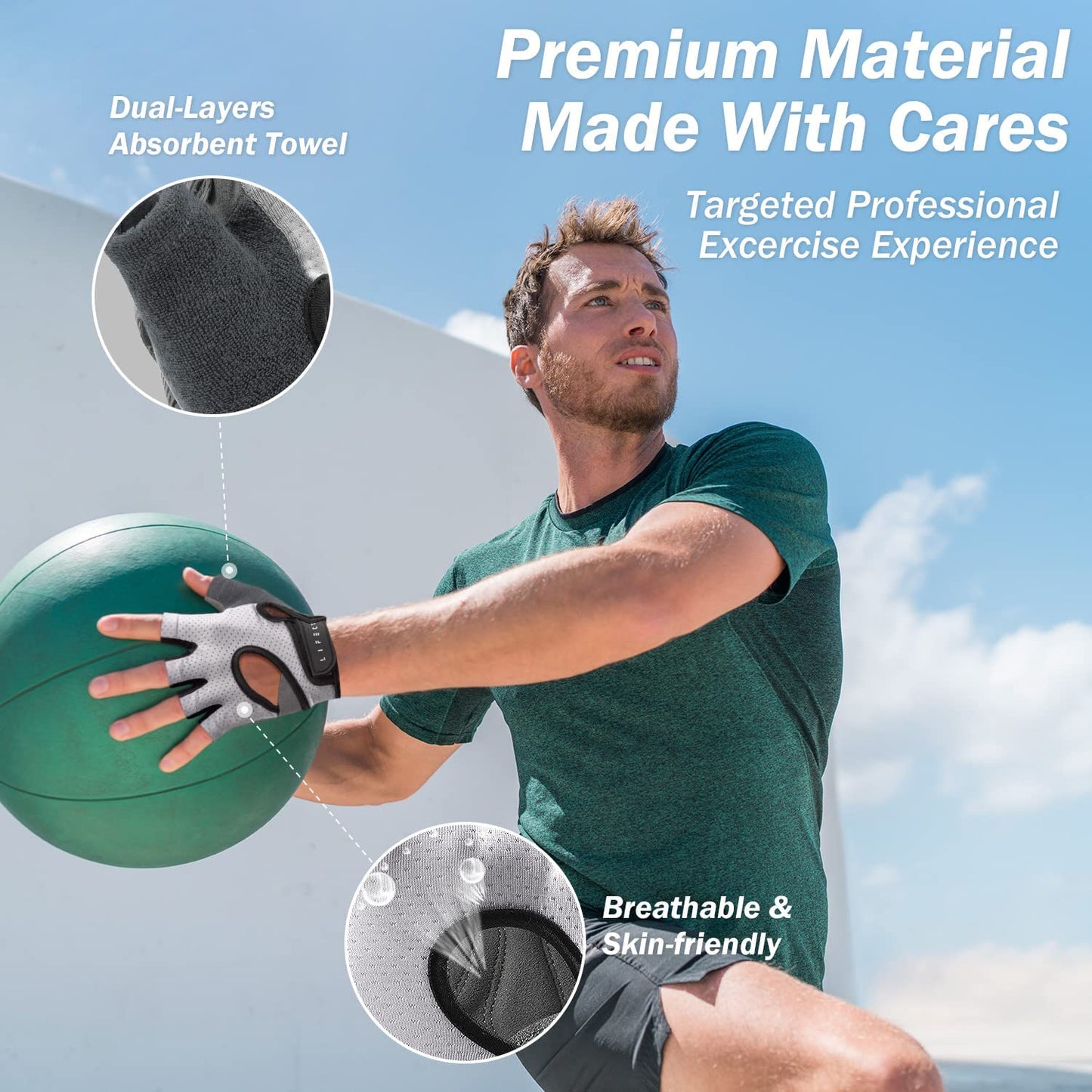 Freedom Workout Gloves - Fingerless Knuckle Weightlifting Gloves with Curved Open Back for Powerlifting and Gym Use for Both Men and Women