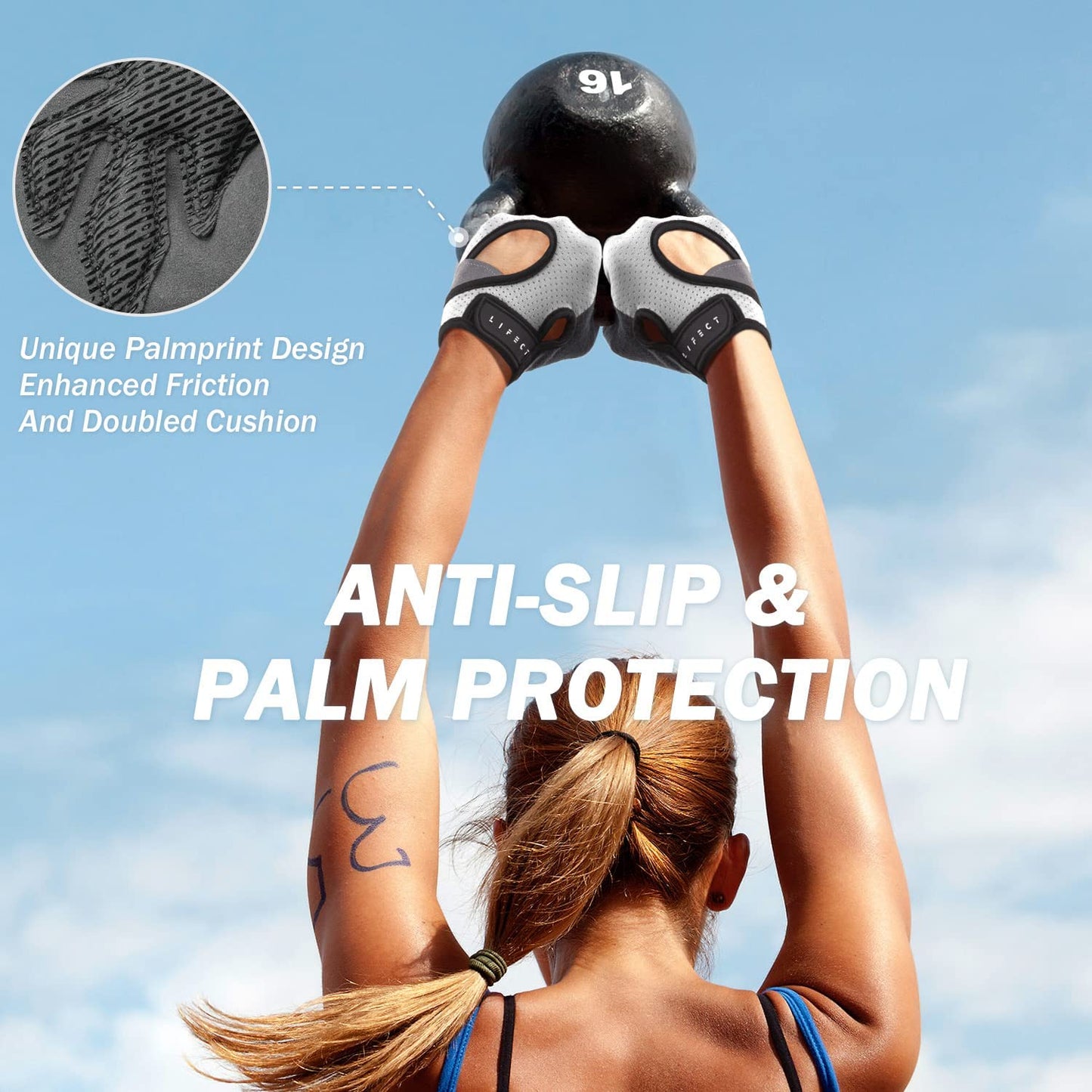 Freedom Workout Gloves - Fingerless Knuckle Weightlifting Gloves with Curved Open Back for Powerlifting and Gym Use for Both Men and Women